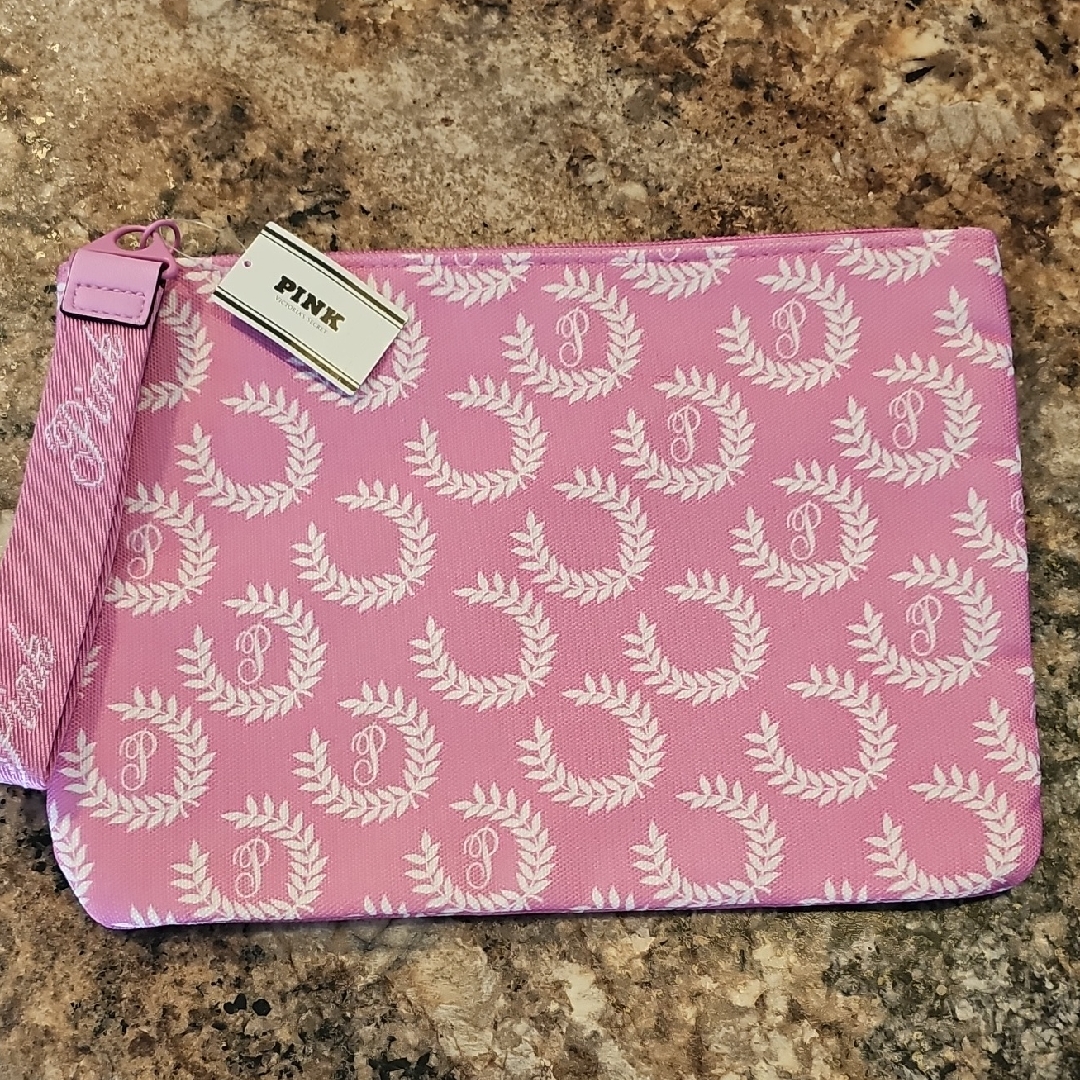 Pink Victoria's Secret Pink Laurel Print Wristlet Pouch